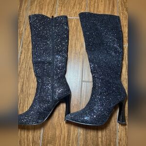 SHEIN Black Sparkle Heeled Boots